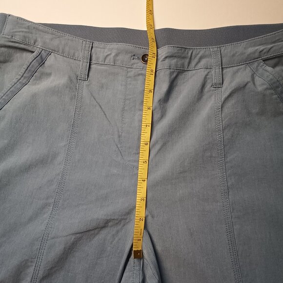 Chico's Cargo Pants Size 12 Roll Tab Hem Crop Comfort Waist Blue Grey Color - Picture 7 of 9